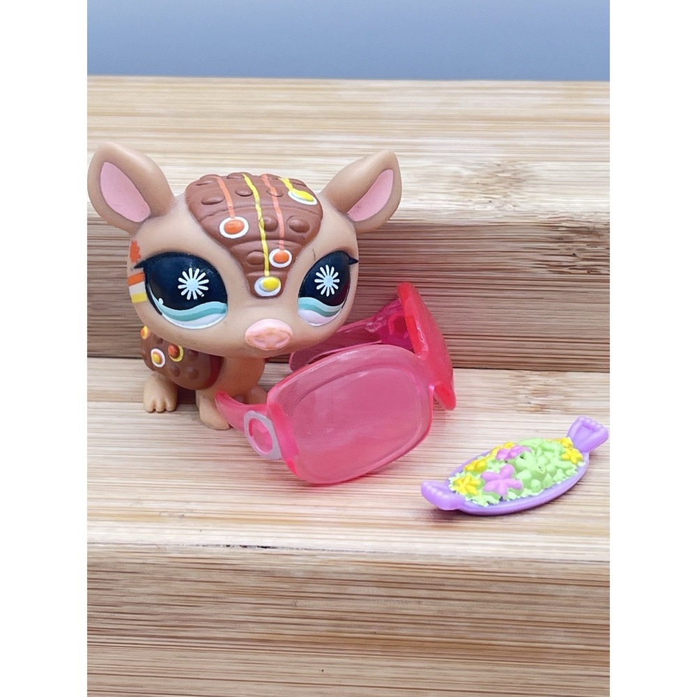 Littlest Pet Shop G2 Brown Armadillo Postcard Pet #1007 Hasbro 2008 COMPLETE